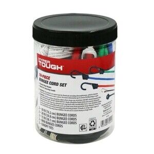 Hyper Tough 10 Pcs Bungee Cord Set, Packed in Plastic Jar